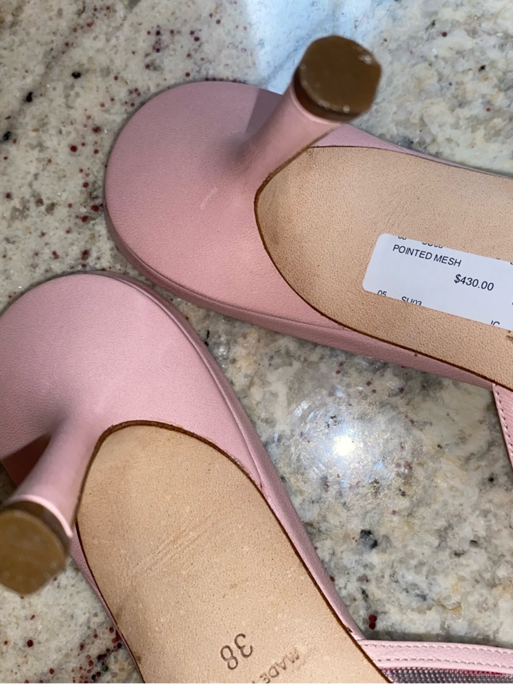 Jimmy Choo Brigitte Pink Mesh Mule Heel EU 38  US 7-7.5 Made in Italy NWOT - Picture 14 of 16